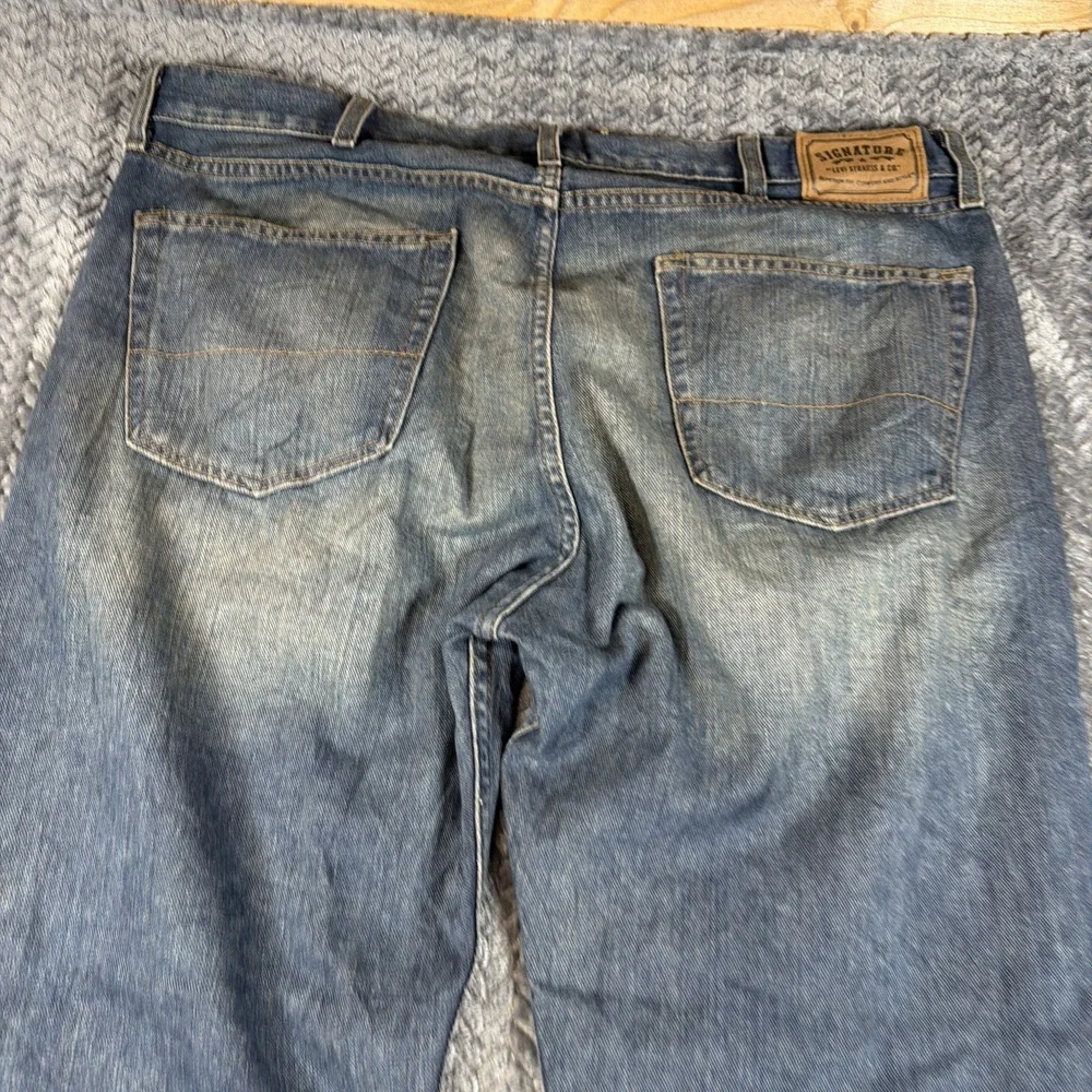 Signature Levis‎ Strauss Jeans Mens 40x30 Blue Dark Wash Cotton Stretch Athletic